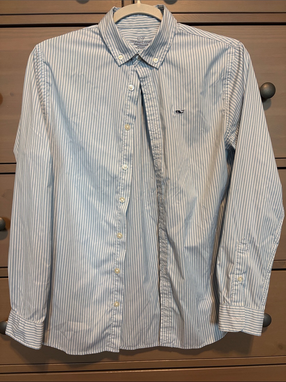 Vineyard Vines Light Blue and White Striped Button-Down Shirt